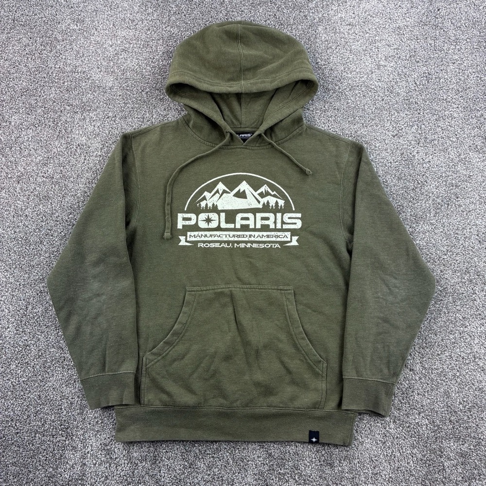 Polaris Hoodie Mens Medium Green Mountain Snowmobile Ski Sled Snowboard Winter